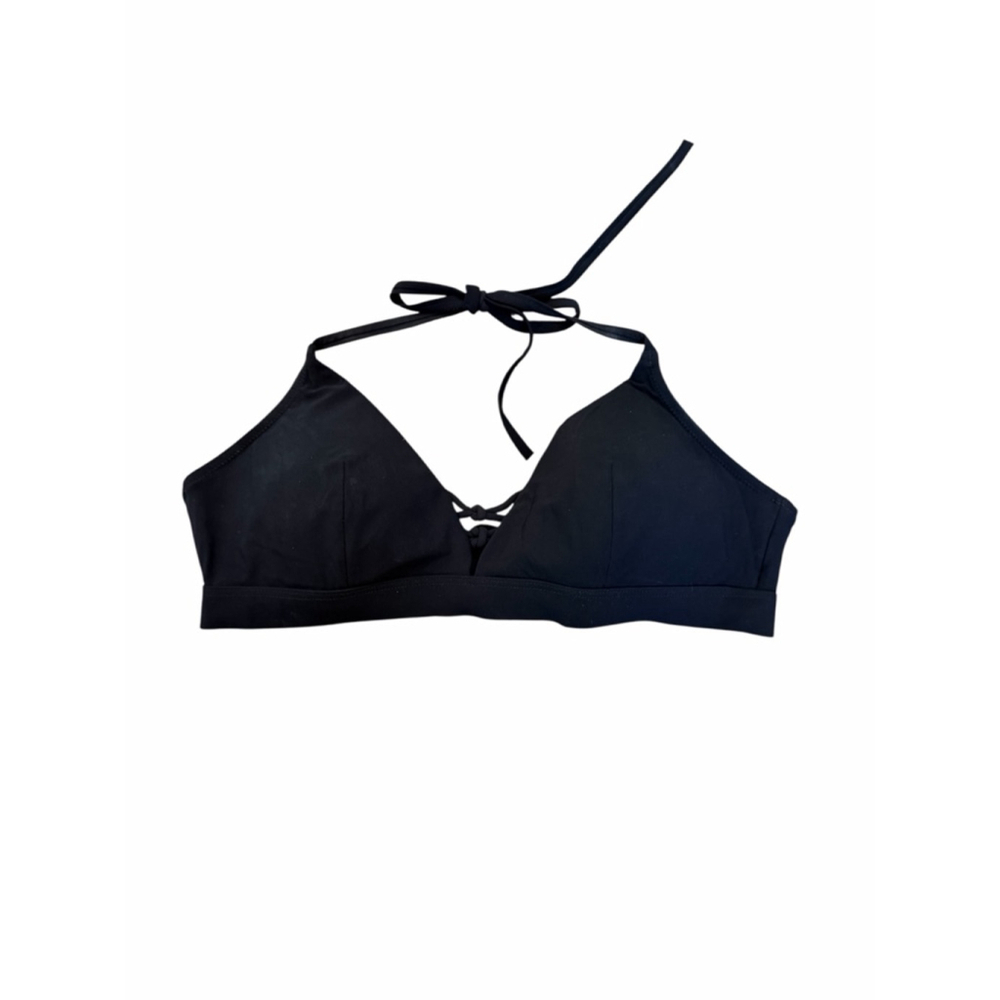 Le Bain by Vitamin A Bikini Top Black Halter Triangle Swim Top Size S Adjustable